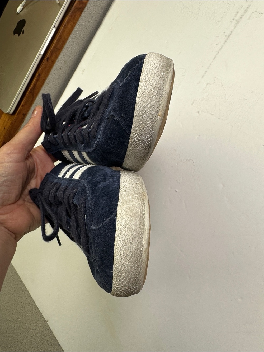Adidas Gazelle Low Top Lace Up Sneakers, Navy Suede, White & Pink, Women's 9 - Picture 7 of 10